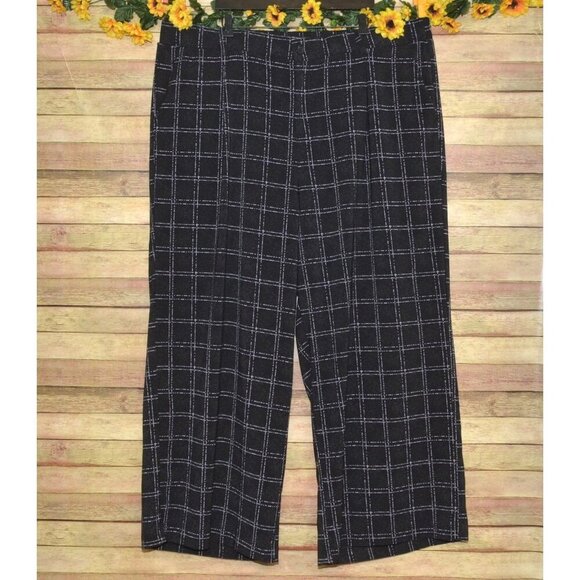 Torrid Wide Leg Women's Black Purple Plaid Windowpane Career Pants Plus Size 28 - Picture 1 of 7